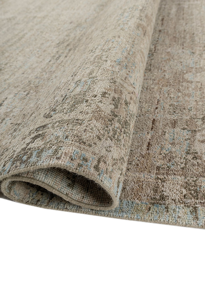 someplace in time green wool Hand Knotted Rug - FloorShot