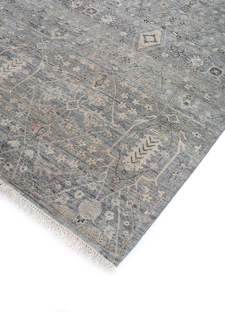 someplace in time blue wool Hand Knotted Rug - FloorShot someplace in time blue wool Hand Knotted Rug - FloorShot