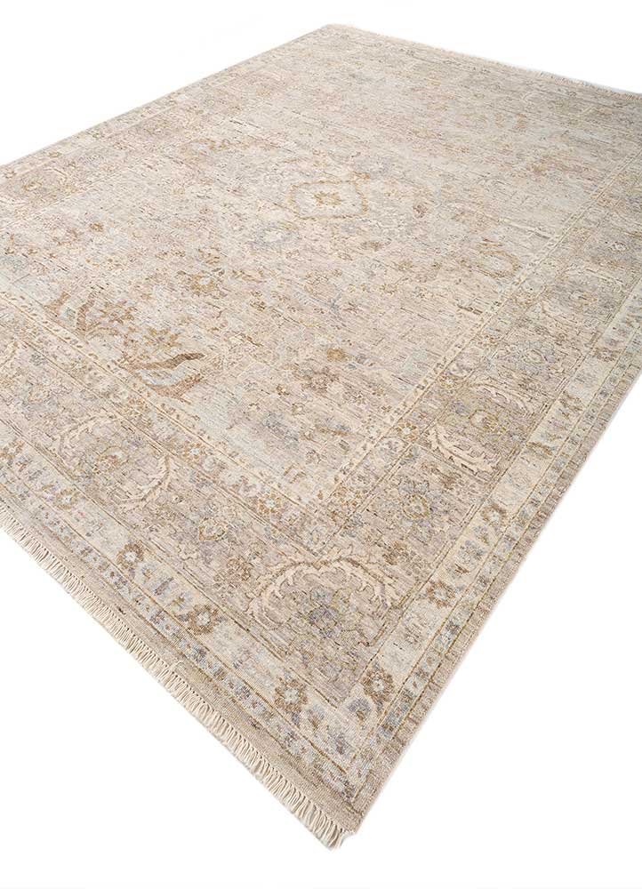 someplace in time ivory wool Hand Knotted Rug - FloorShot