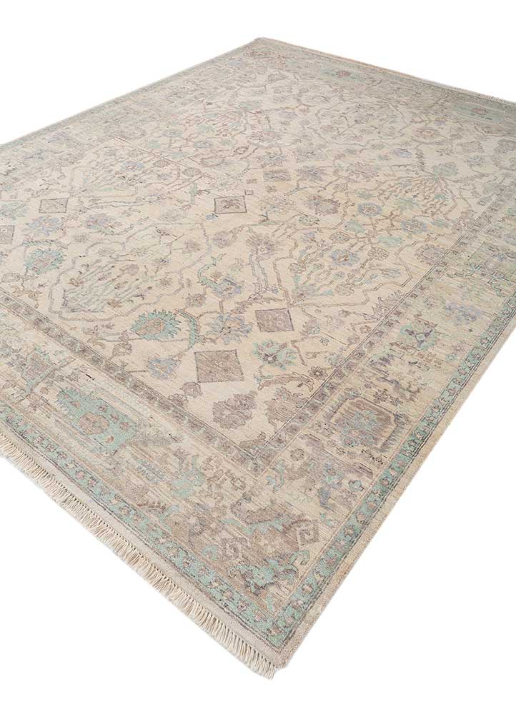 someplace in time ivory wool Hand Knotted Rug - FloorShot