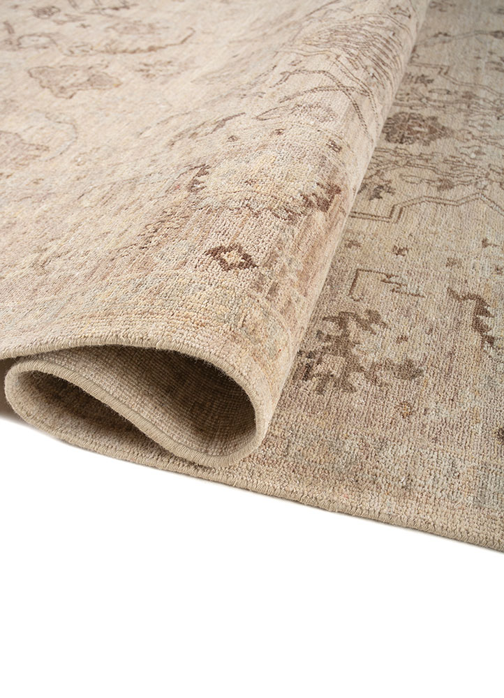 someplace in time beige and brown wool Hand Knotted Rug - FloorShot