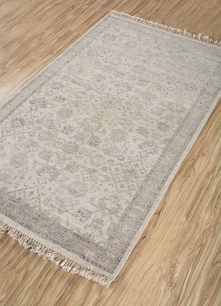 someplace in time beige and brown wool Hand Knotted Rug - FloorShot