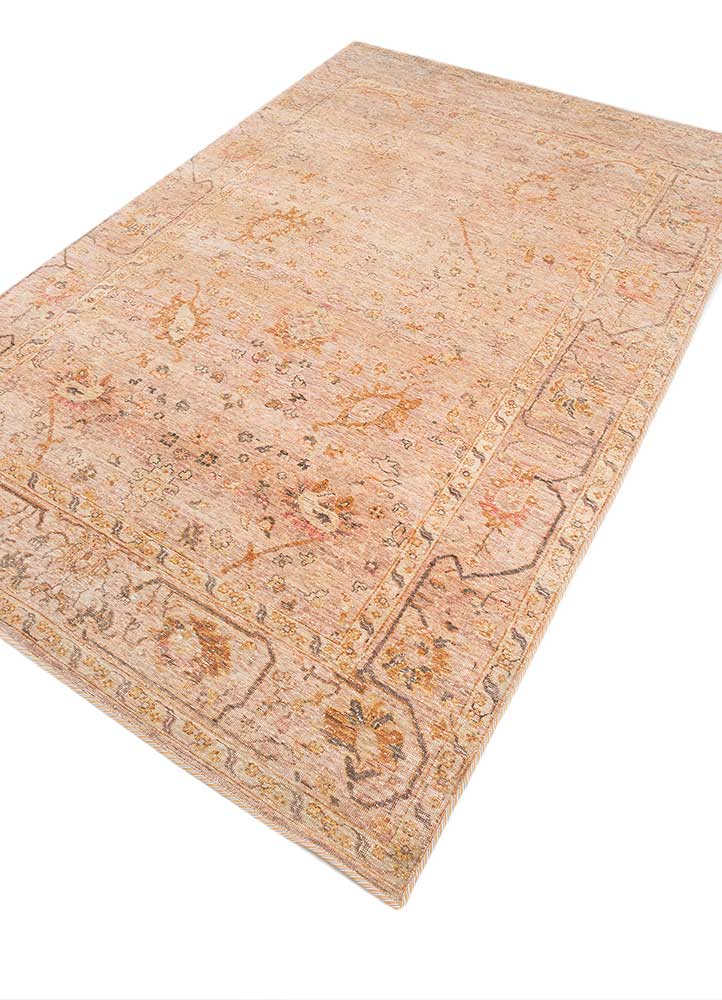 someplace in time red and orange afghan wool Hand Knotted Rug - FloorShot
