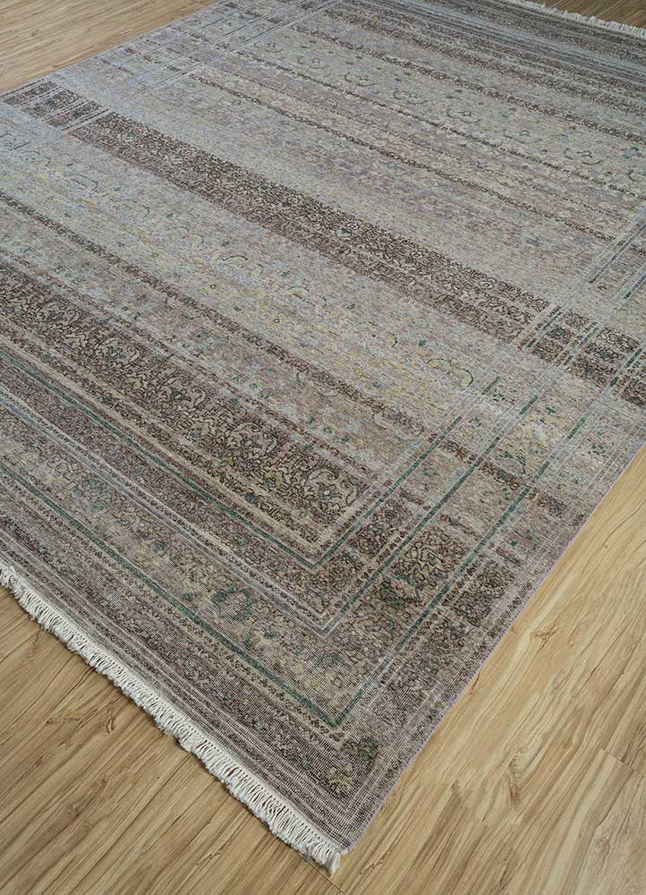 someplace in time blue afghan wool Hand Knotted Rug - FloorShot