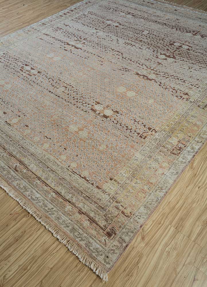 someplace in time ivory wool Hand Knotted Rug - FloorShot