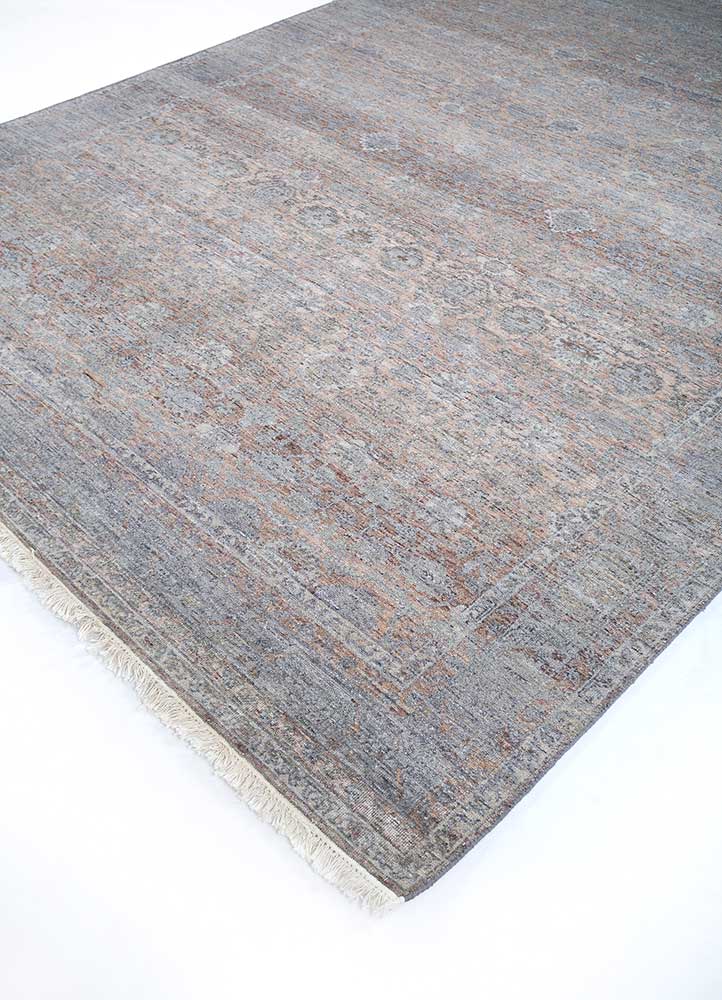 someplace in time grey and black wool Hand Knotted Rug - FloorShot