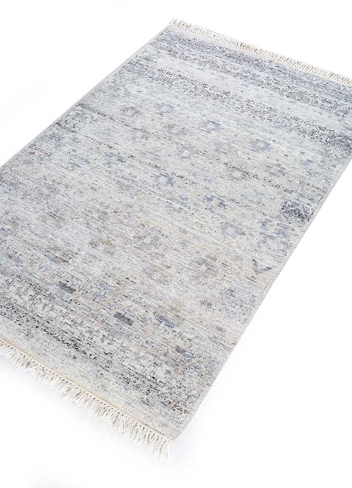 someplace in time grey and black wool Hand Knotted Rug - FloorShot