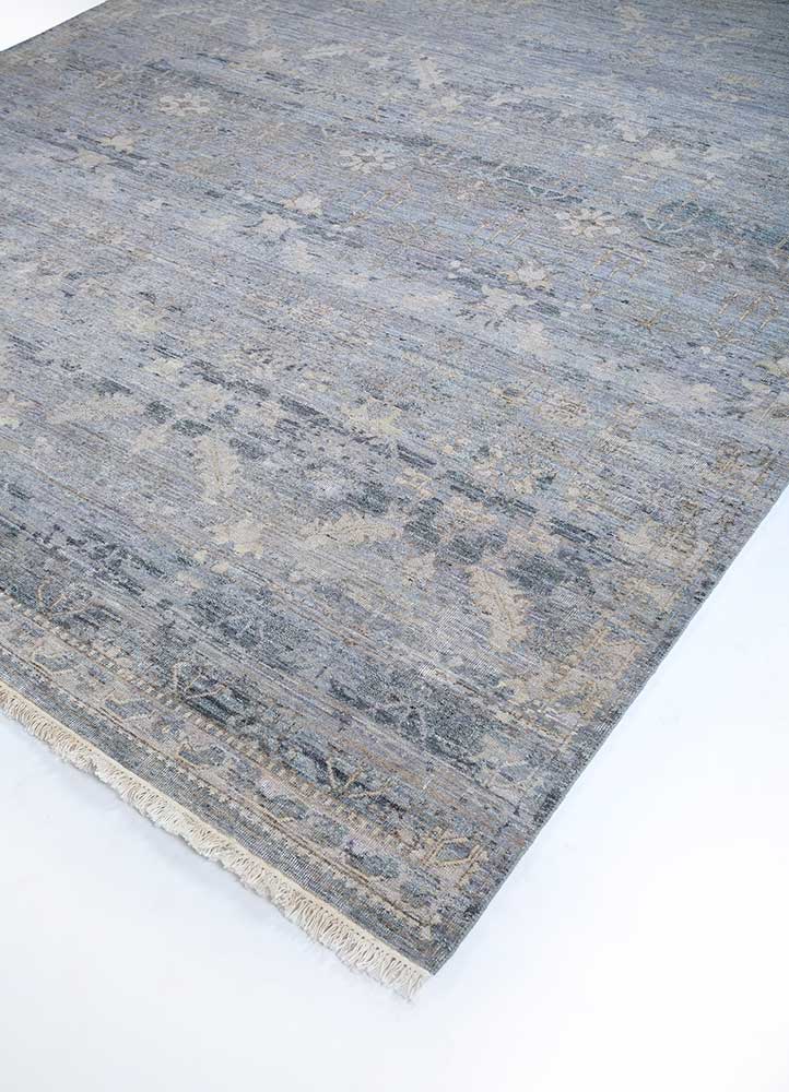 someplace in time grey and black wool Hand Knotted Rug - FloorShot