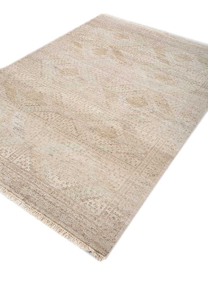 someplace in time beige and brown wool Hand Knotted Rug - FloorShot