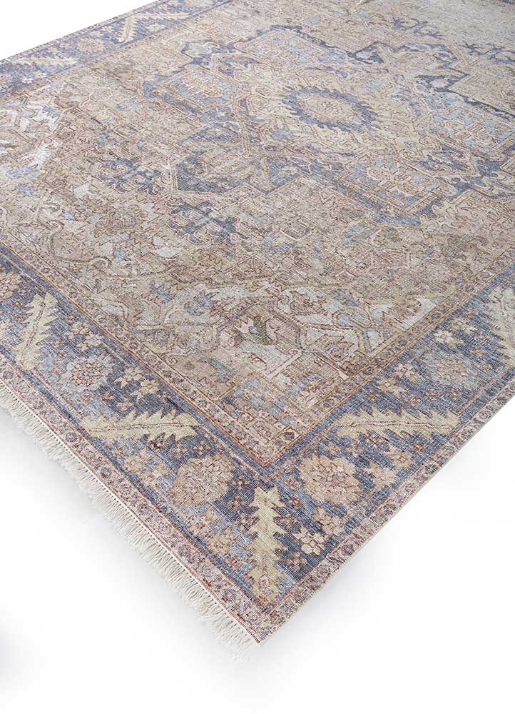 viscaya beige and brown afghan wool Hand Knotted Rug - FloorShot viscaya beige and brown afghan wool Hand Knotted Rug - FloorShot