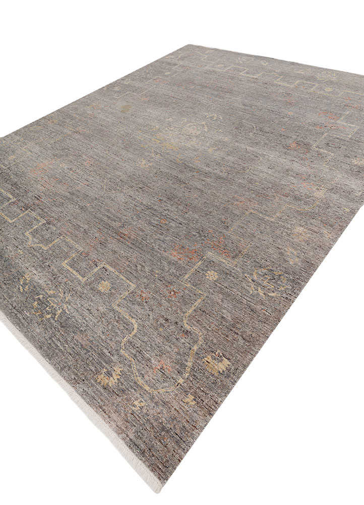 someplace in time grey and black afghan wool Hand Knotted Rug - FloorShot someplace in time grey and black afghan wool Hand Knotted Rug - FloorShot