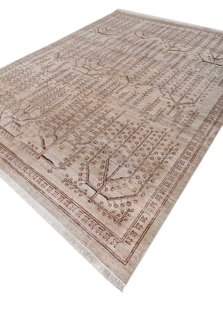 someplace in time beige and brown wool Hand Knotted Rug - FloorShot