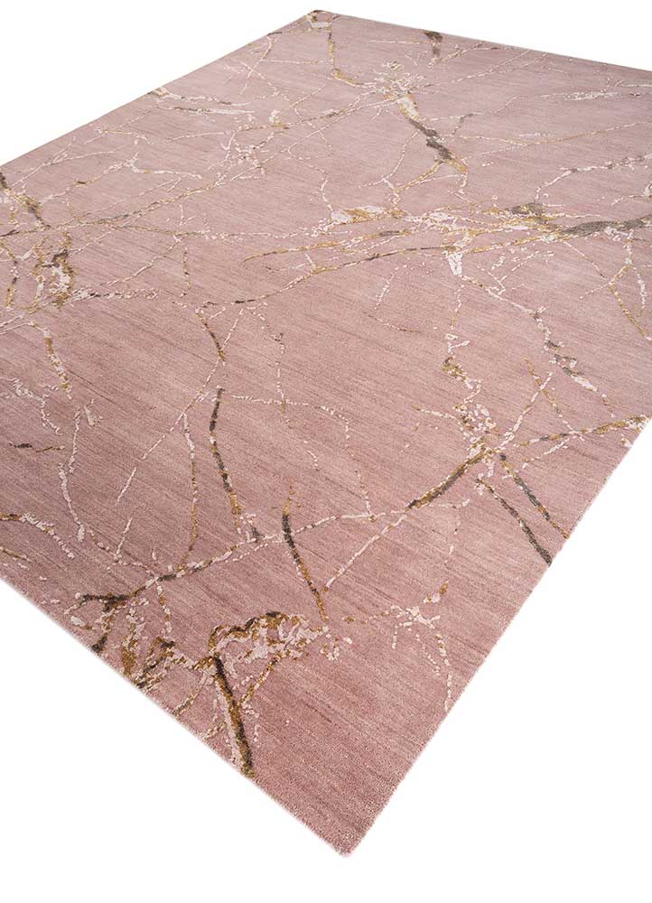 urban pause by kavi pink and purple wool and silk Hand Knotted Rug - FloorShot urban pause by kavi pink and purple wool and silk Hand Knotted Rug - FloorShot