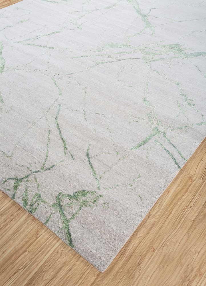 urban pause by kavi ivory wool and silk Hand Knotted Rug - FloorShot