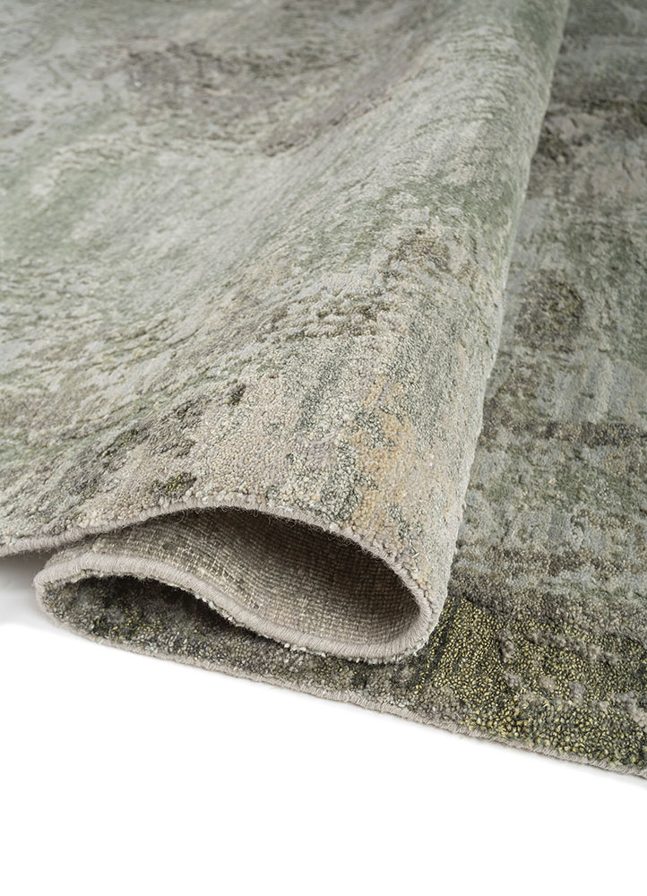 free verse by kavi blue wool and silk Hand Knotted Rug - FloorShot