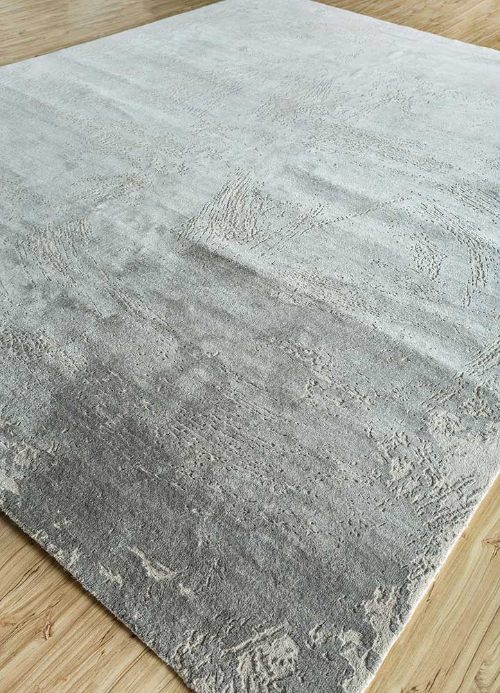 free verse by kavi grey and black wool and silk Hand Knotted Rug - FloorShot