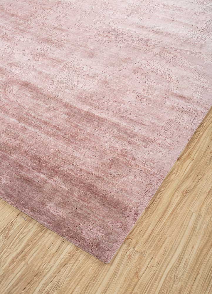 free verse by kavi pink and purple wool and silk Hand Knotted Rug - FloorShot