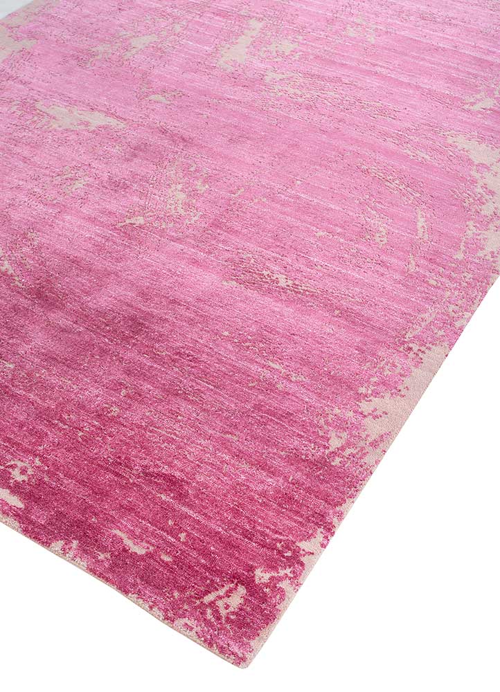 free verse by kavi pink and purple wool and silk Hand Knotted Rug - FloorShot