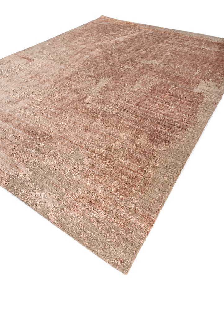 free verse by kavi beige and brown wool and silk Hand Knotted Rug - FloorShot