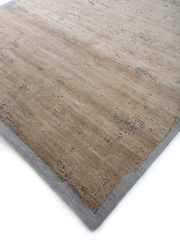 urban pause by kavi beige and brown wool and silk Hand Knotted Rug - FloorShot