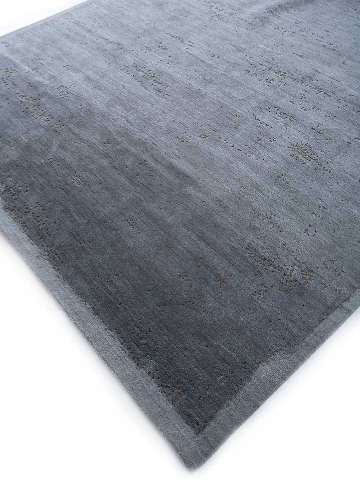 urban pause by kavi grey and black wool and silk Hand Knotted Rug - FloorShot