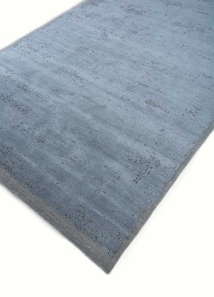 urban pause by kavi blue wool and silk Hand Knotted Rug - FloorShot