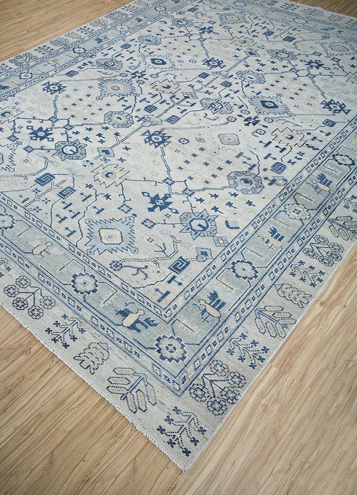 erbe ivory wool Hand Knotted Rug - FloorShot