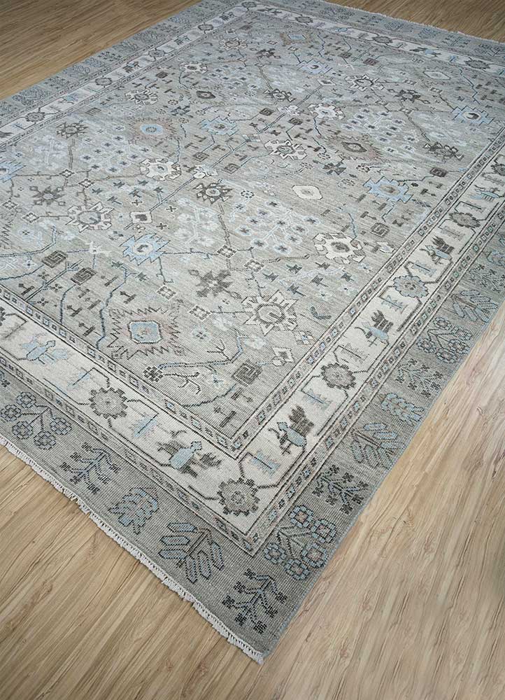 erbe grey and black wool Hand Knotted Rug - FloorShot