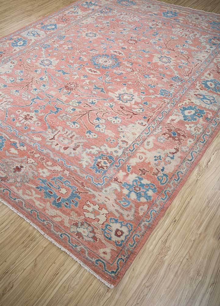 erbe red and orange wool Hand Knotted Rug - FloorShot