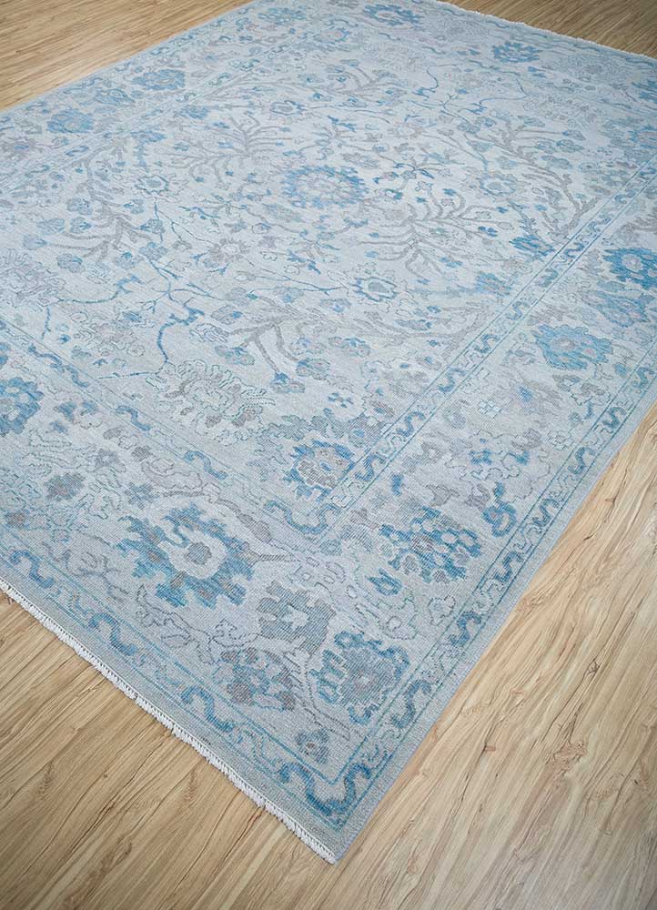 erbe blue wool Hand Knotted Rug - FloorShot