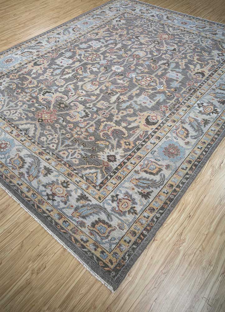 erbe grey and black wool Hand Knotted Rug - FloorShot