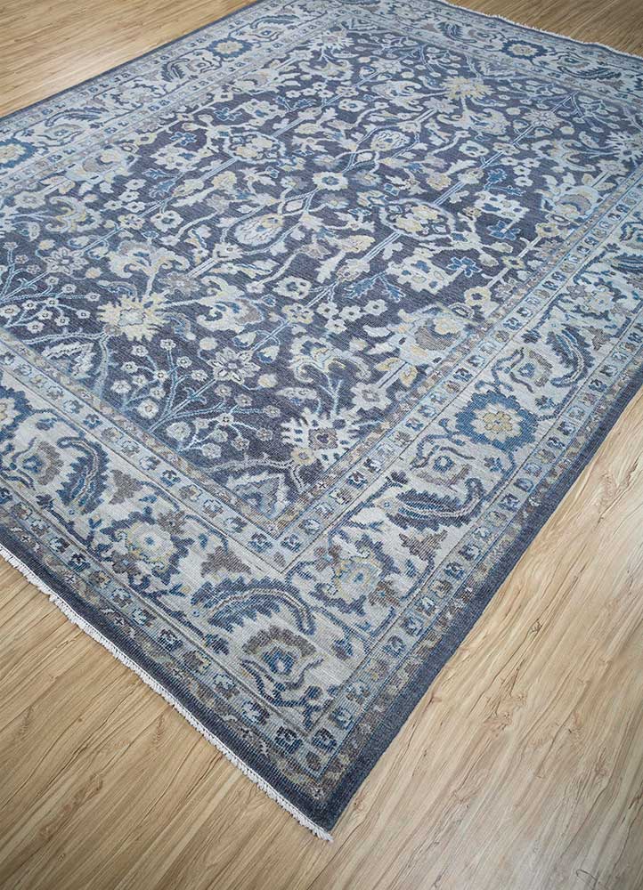 erbe blue wool Hand Knotted Rug - FloorShot