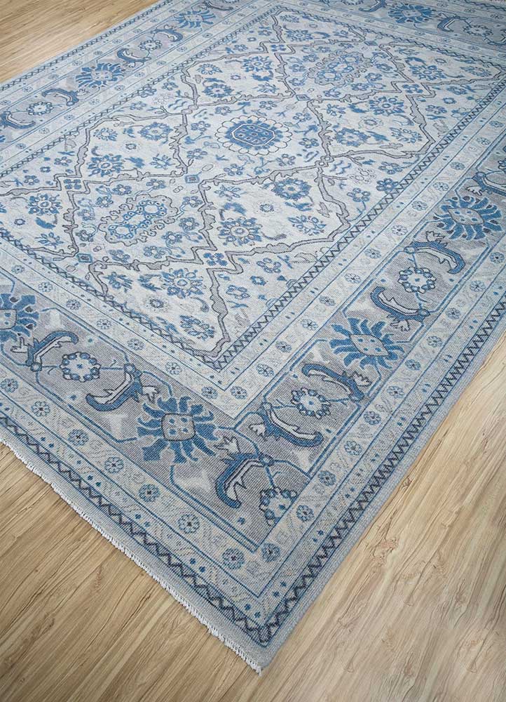 erbe blue wool Hand Knotted Rug - FloorShot