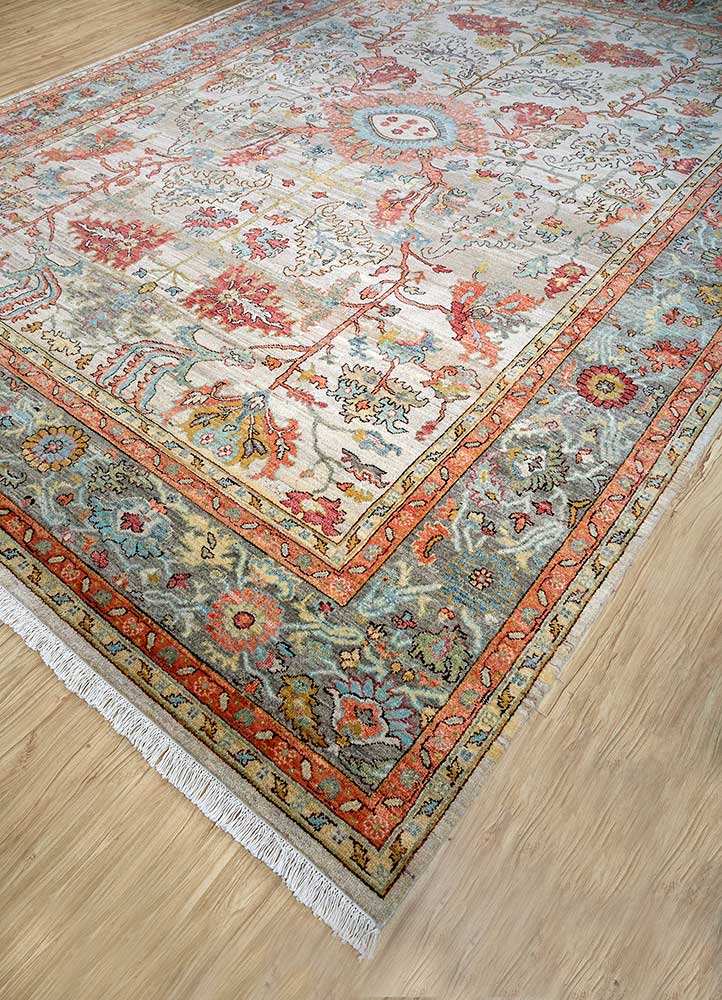 someplace in time ivory wool Hand Knotted Rug - FloorShot