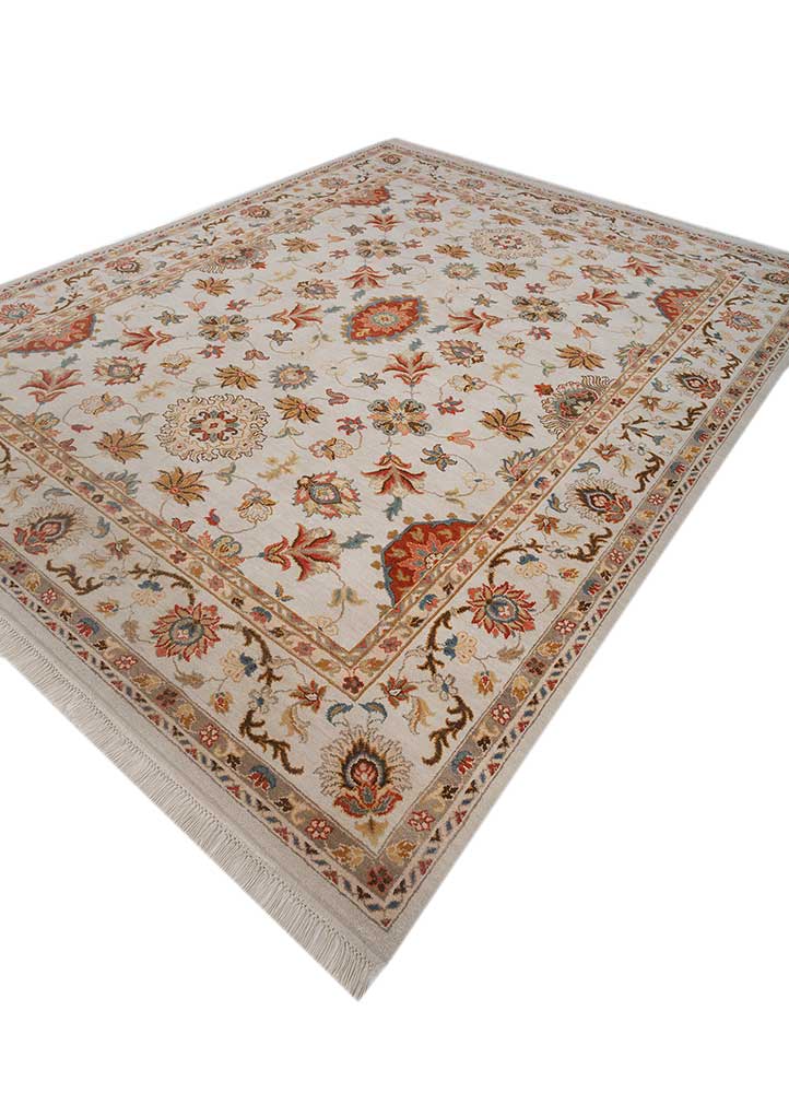 gulnar ivory wool Hand Knotted Rug - FloorShot