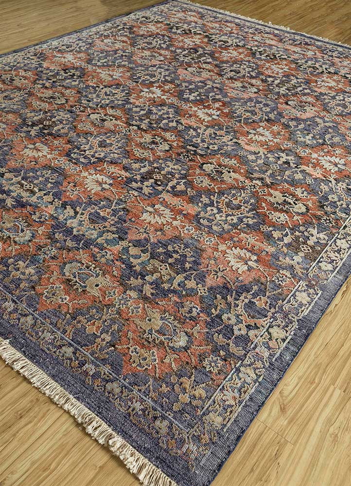 viscaya blue wool and silk Hand Knotted Rug - FloorShot