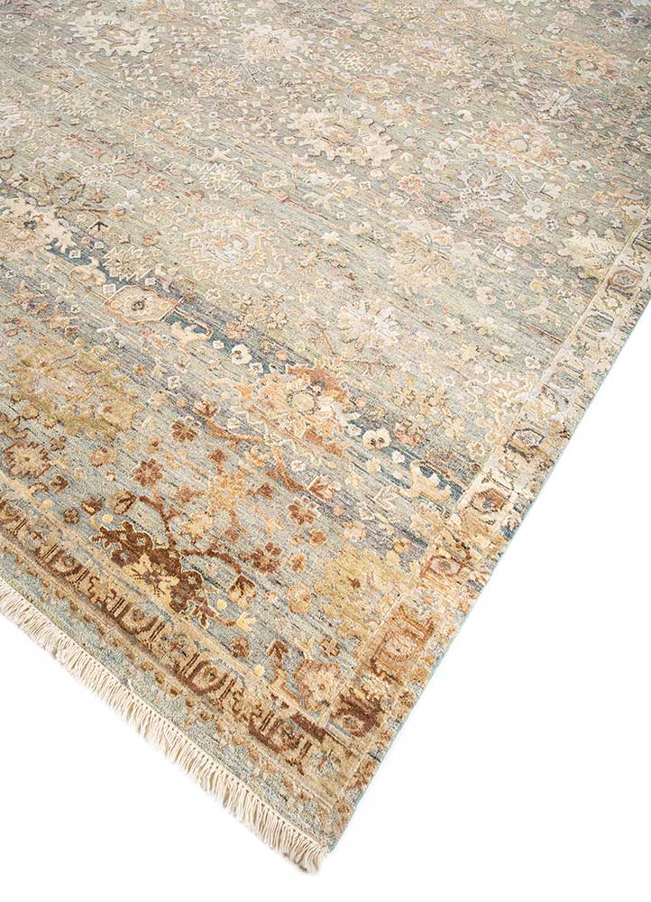 viscaya blue wool and silk Hand Knotted Rug - FloorShot