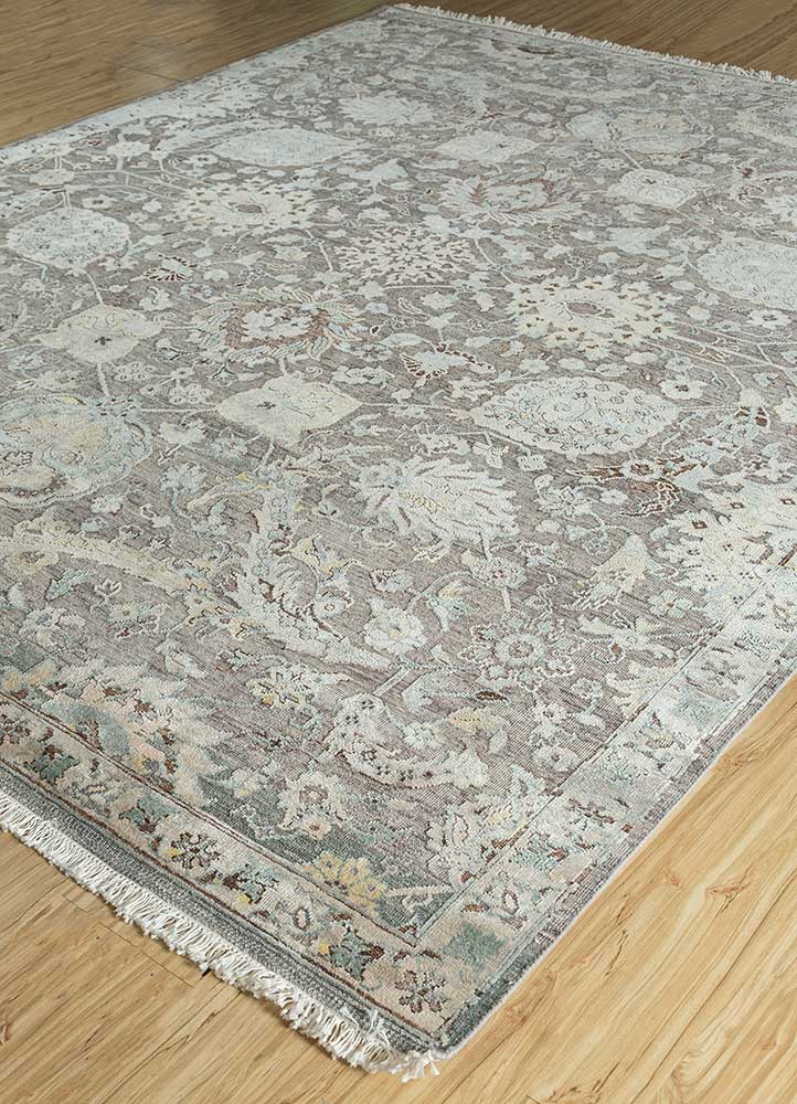 viscaya blue wool and silk Hand Knotted Rug - FloorShot