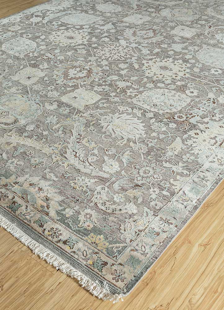 viscaya blue wool and silk Hand Knotted Rug - FloorShot