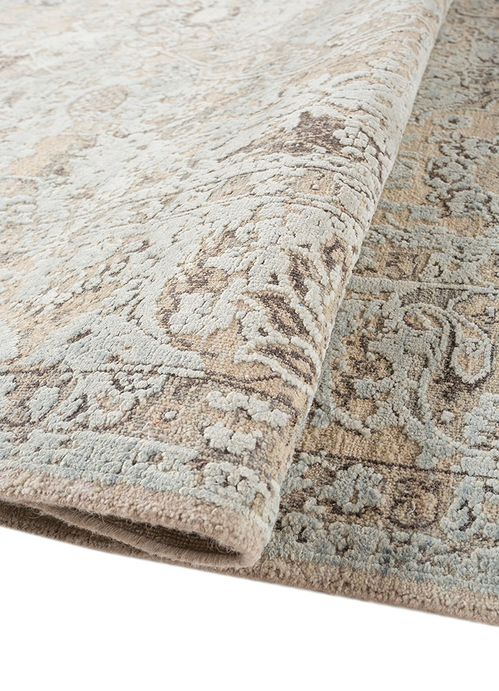 viscaya ivory wool and silk Hand Knotted Rug - FloorShot