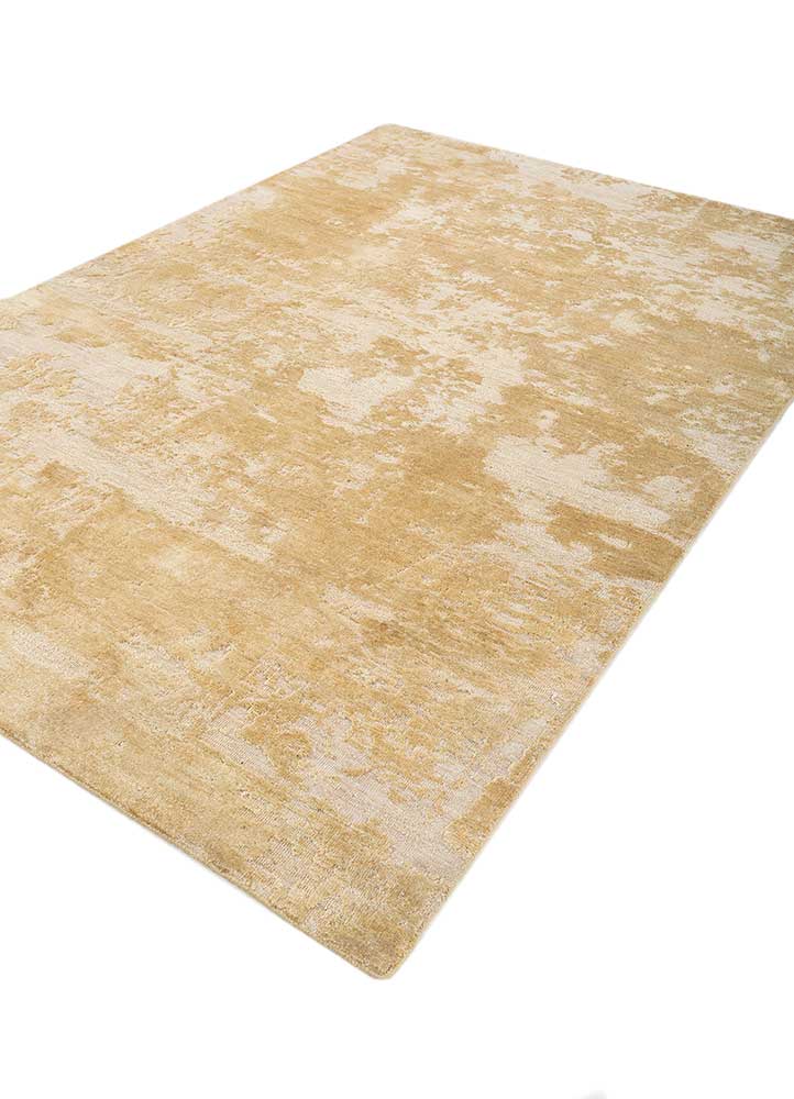 entropy gold afghan wool and silk Hand Knotted Rug - FloorShot