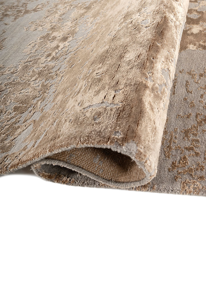 chaos theory by kavi gold wool and bamboo silk Hand Knotted Rug - FloorShot