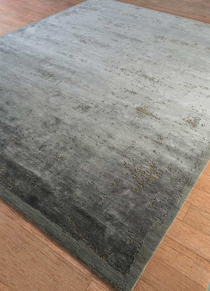 chaos theory by kavi grey and black wool and bamboo silk Hand Knotted Rug - FloorShot