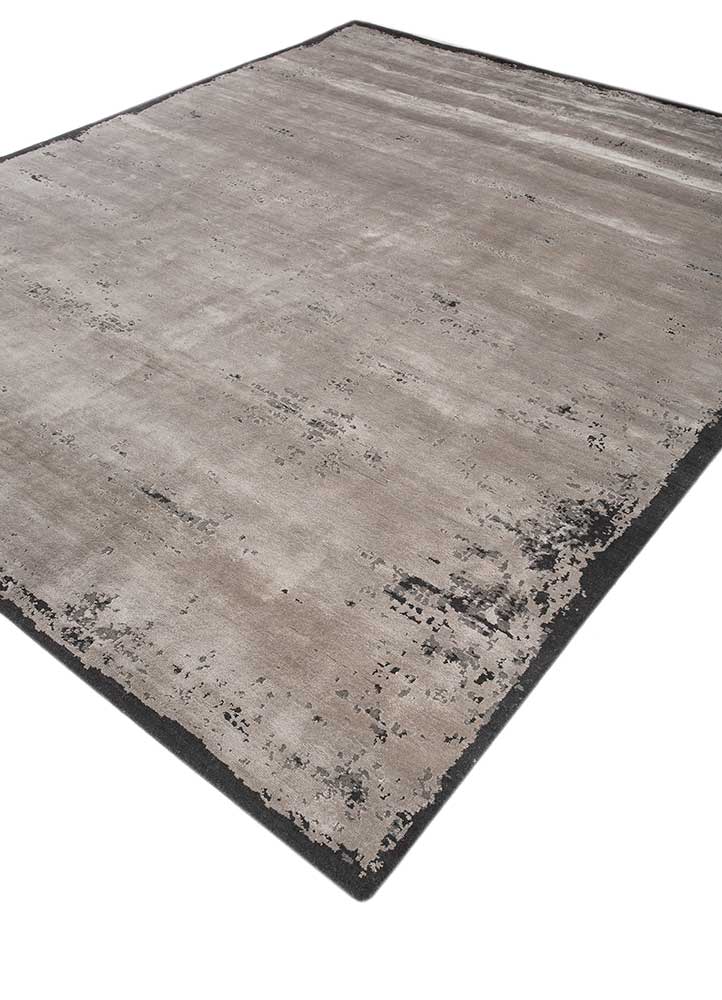 chaos theory by kavi beige and brown wool and bamboo silk Hand Knotted Rug - FloorShot