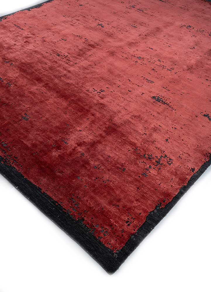 chaos theory by kavi red and orange wool and bamboo silk Hand Knotted Rug - FloorShot