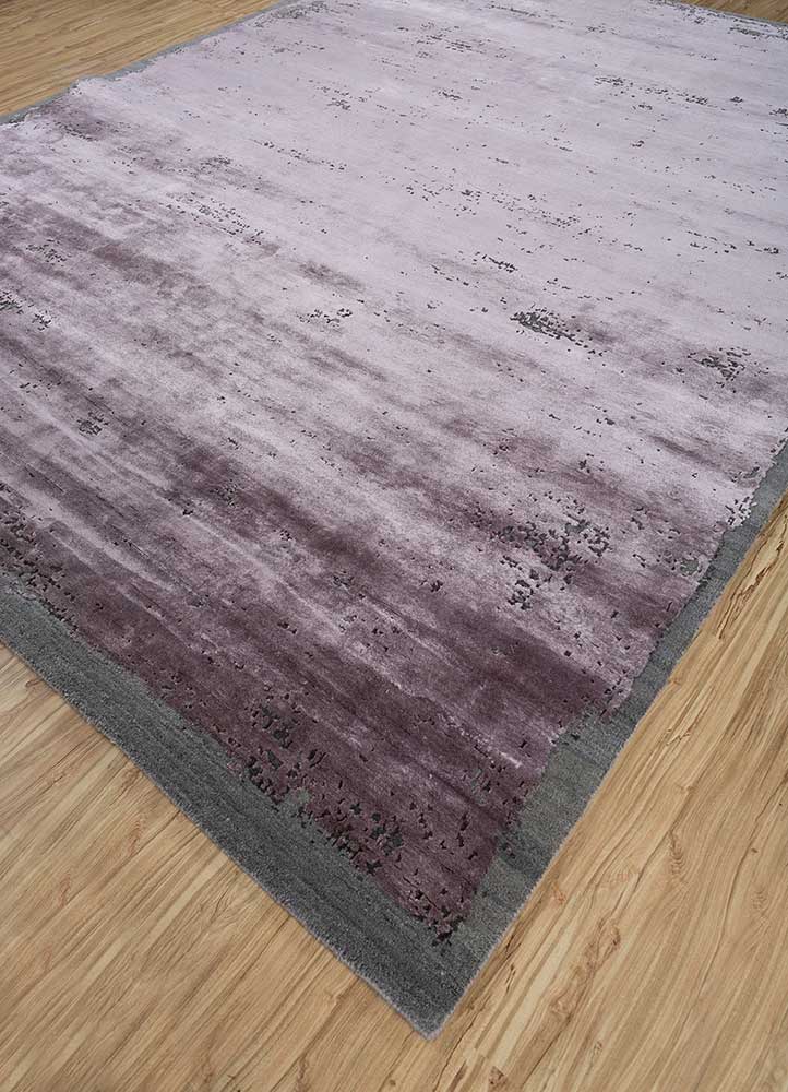 chaos theory by kavi pink and purple wool and bamboo silk Hand Knotted Rug - FloorShot