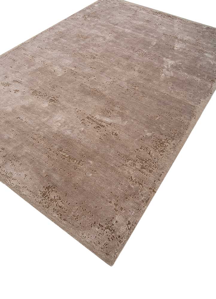 chaos theory by kavi beige and brown wool and bamboo silk Hand Knotted Rug - FloorShot