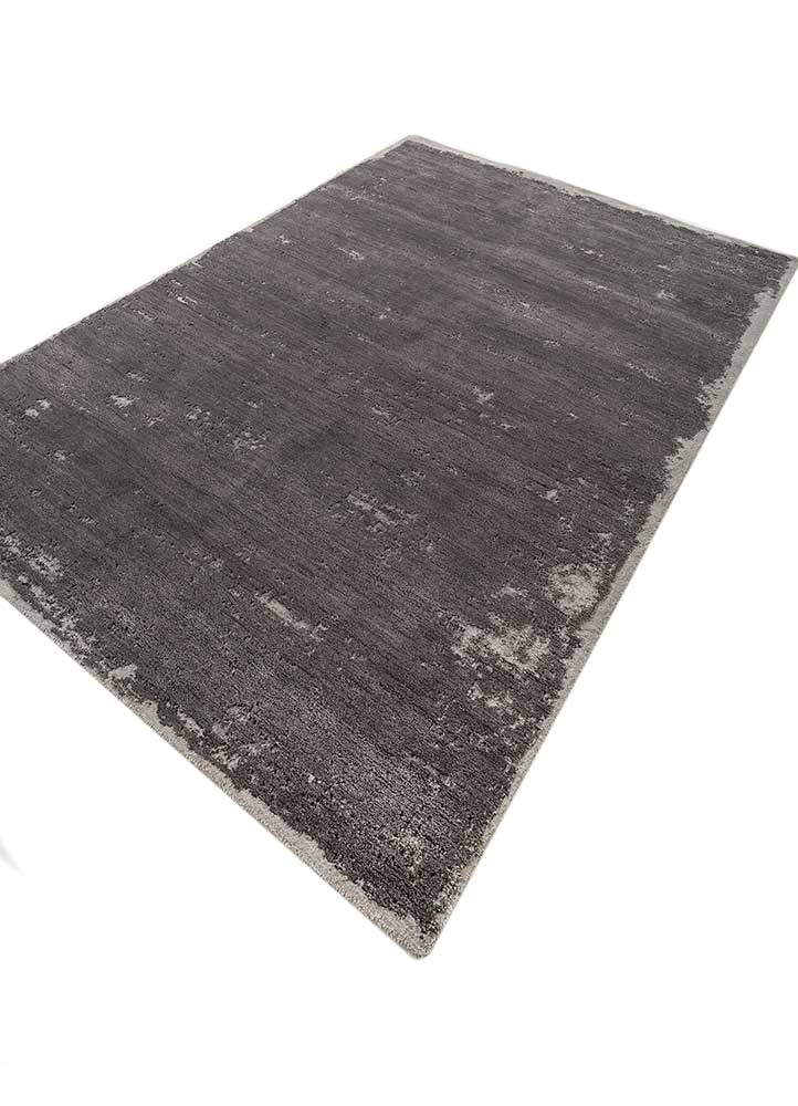 chaos theory by kavi grey and black wool and bamboo silk Hand Knotted Rug - FloorShot