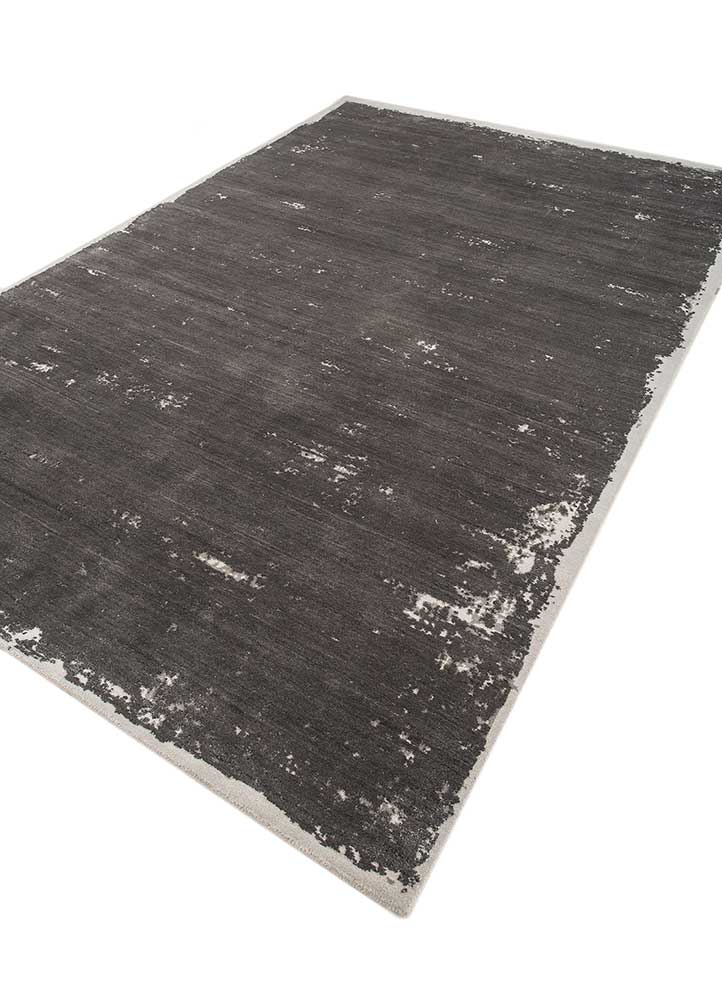 chaos theory by kavi grey and black wool and bamboo silk Hand Knotted Rug - FloorShot