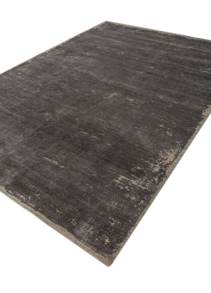 chaos theory by kavi grey and black wool and bamboo silk Hand Knotted Rug - FloorShot